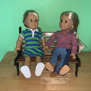 Cast Iron Wooden Bench fits American Girl Doll 18